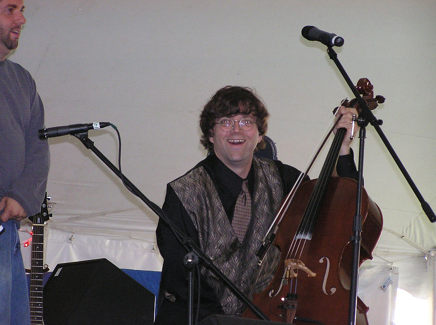 David Meyer with cello at a performance